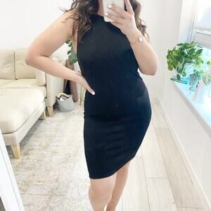 Forever 21 Black Ribbed Bodycon Dress Size Medium